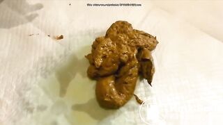 Tattoo women takes a smelly shit