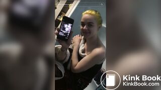 Girl with leg tattoos Pooping on Toilet (no noises)