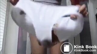 Messing her white undies..