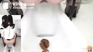 Pooping on a squatting toilet 5