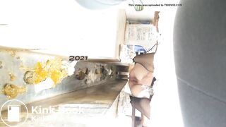 girl pissing shit ditch toilet
