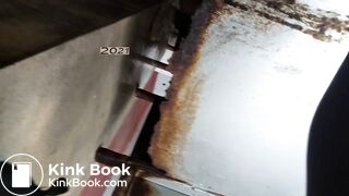 girl pissing shit ditch toilet