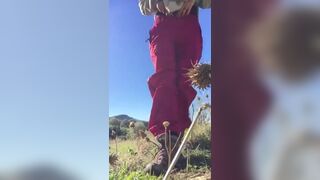 German lady outdoor poo..