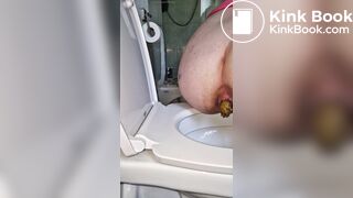 Push out big turd in toilet
