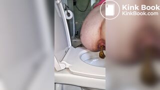 Push out big turd in toilet