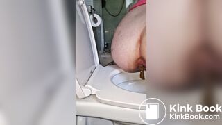 Push out big turd in toilet