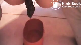 German lady has a poopy breakfast..