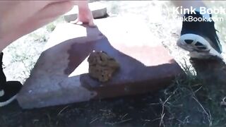 teen fucks her shitty asshole with anal beads