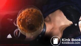 Human toilet swallows piss and shit through a funnel