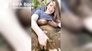 Sexy chick Outdoor scat smear