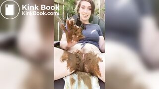 Sexy chick Outdoor scat smear