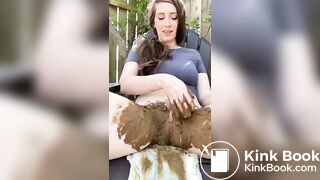 Sexy chick Outdoor scat smear