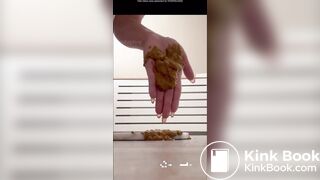 Pawg ass white chick shitting diarrhea on plate