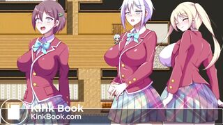 Three school girl pantypoop, pooping