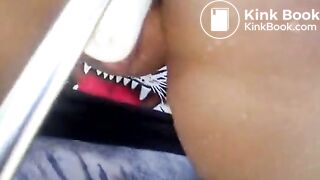 Dirty enema for the wife on the beach