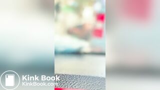 Woman shits on the street.