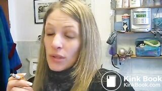 German lady poops on the toilet..