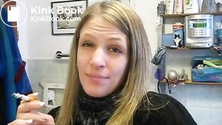 German lady poops on the toilet..