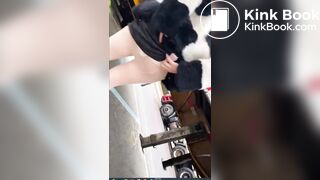 Clip of a girl who can't hold back, poop in stockings 1