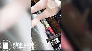 Clip of a girl who can't hold back, poop in stockings 1