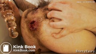 Nasty hairy pig fucks her asshole.