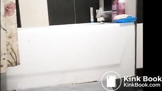 Round ass shitting on bathroom floor
