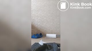 girl shits on a packing paper