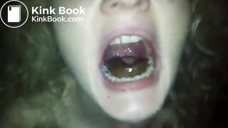 She eats a tiny turd..