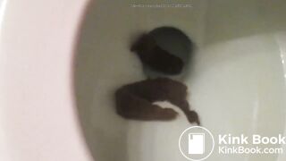 Hot girl talking and pooping on toilet