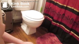 Hot girl talking and pooping on toilet