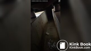 Chinese lady poops diarrhea in hurry at dinner time.