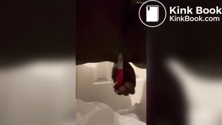 Shy ebony anal play and shit