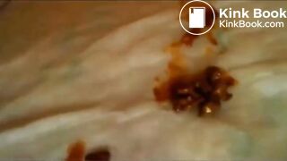 disgusting webcam girl eating her own scat