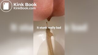 young long turd toilet