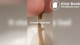 young long turd toilet