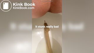 young long turd toilet