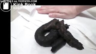 Sexy girl shits black colour poop