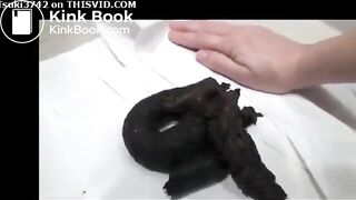 Sexy girl shits black colour poop