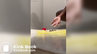 Shy ebony creamy shit in hand