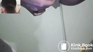 Sexy babe went to take a shit in a public bathroom