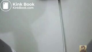 Sexy babe went to take a shit in a public bathroom