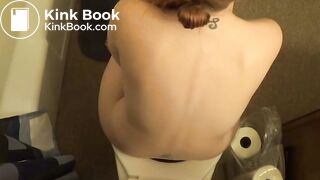 Hot Redhead girl pooping on toilet other view