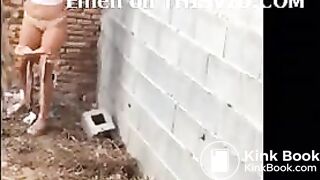 Girl Pissing and pooping voyeur in festival