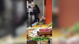 Lady caught shoplifting takes a shit