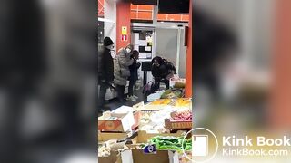 Lady caught shoplifting takes a shit