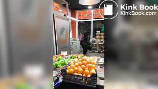 Lady caught shoplifting takes a shit