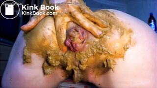 Cute cherry pattern panties ruined by her giant shit