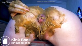 Cute cherry pattern panties ruined by her giant shit