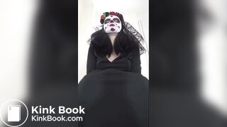 Girl taking a dump in the toilet