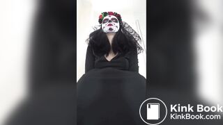 Girl taking a dump in the toilet